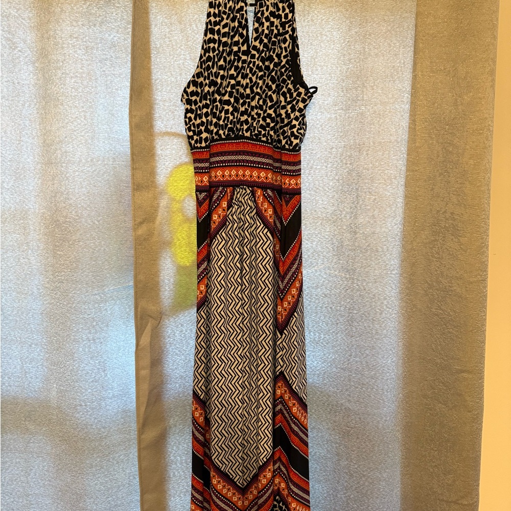 Roz & Ali Black and Orange Maxi Dress